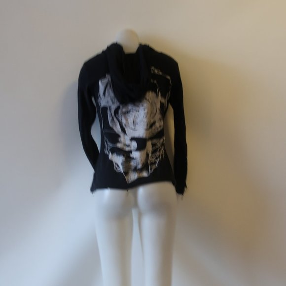 LAUREN MOSHI BLACK GRAPHIC ZIP UP SWEATSHIRT SZ L* - Picture 9 of 12
